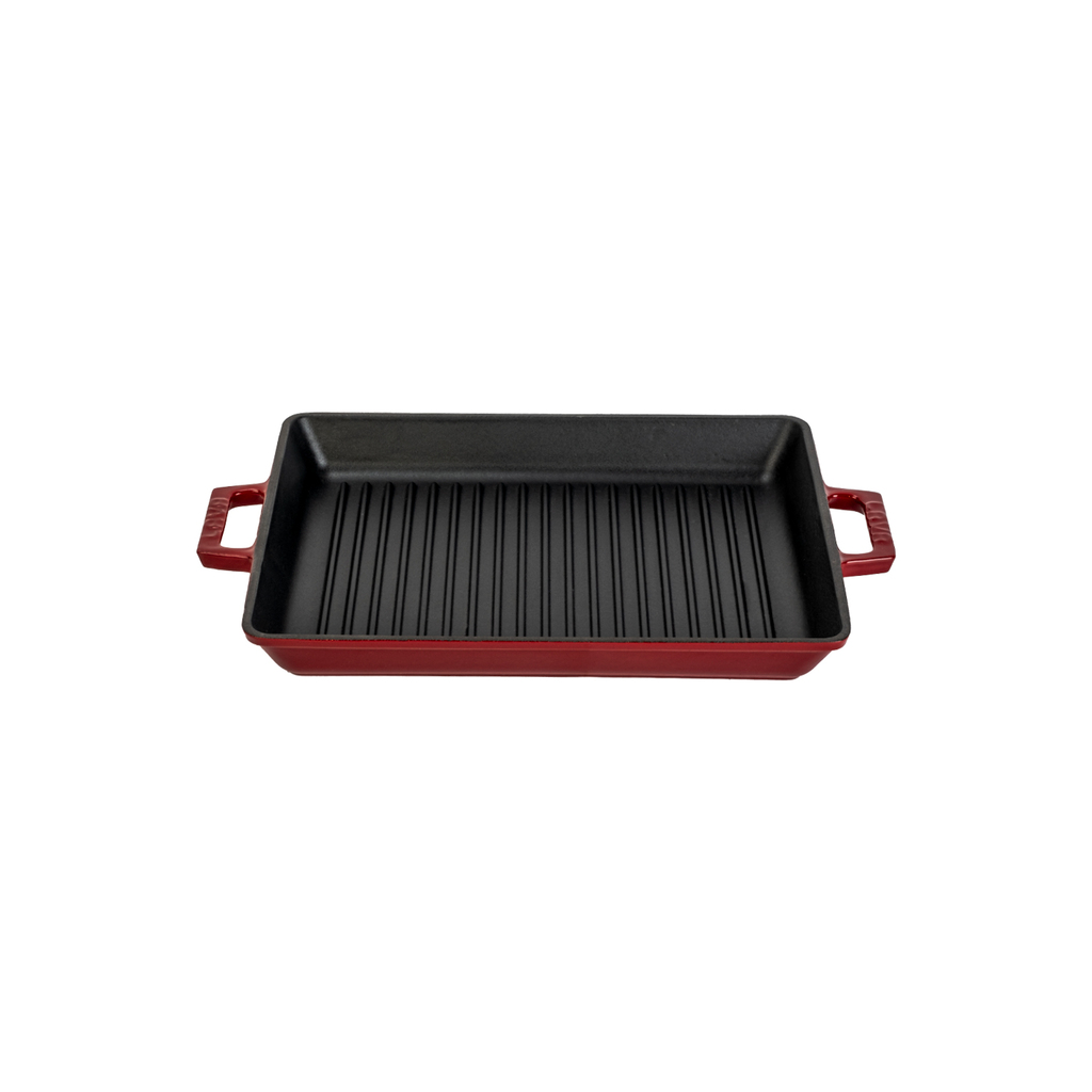 Lava Cast Iron Rectangular Grill Pan with Solid One-Piece Double Handles – 26x32 cm