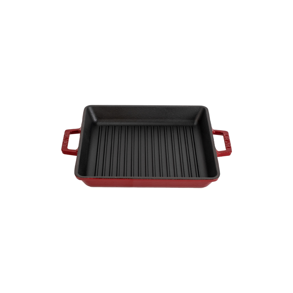 Lava Cast Iron Square Grill Pan with Solid One-Piece Double Handles – 26x26 cm